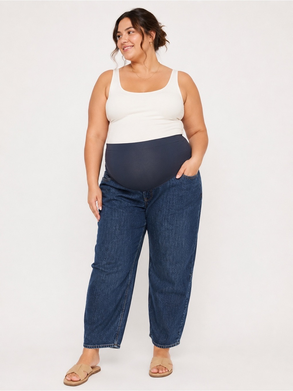 Old Navy NWT Maternity Full Panel Baggy Barrel Ankle Jeans Size 20